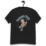 Fishing Black Hair Light Skin Tone No-Glasses Moustache Dad T-Shirt