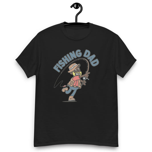 Fishing Blond Hair Dark Skin Tone Glasses Beard Dad T-Shirt