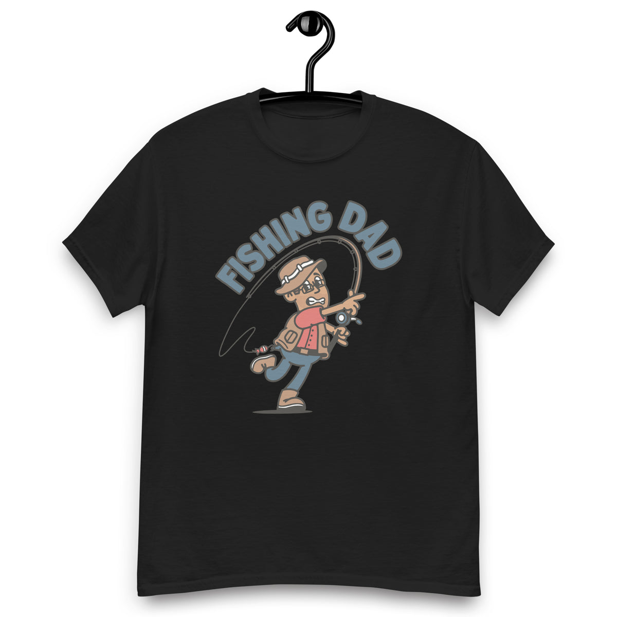 Fishing Brown Hair Tan Skin Tone Glasses Stubble Dad T-Shirt