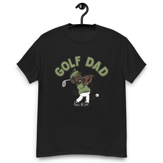 Golf Black Hair Dark Skin Tone Glasses Beard Dad T-Shirt