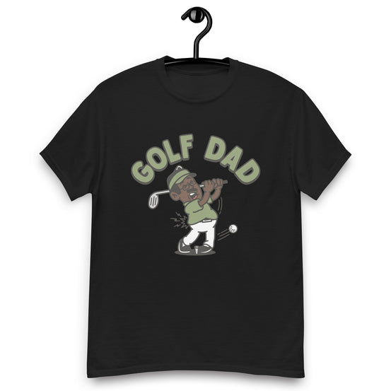 Golf Black Hair Dark Skin Tone Glasses Moustache Dad T-Shirt