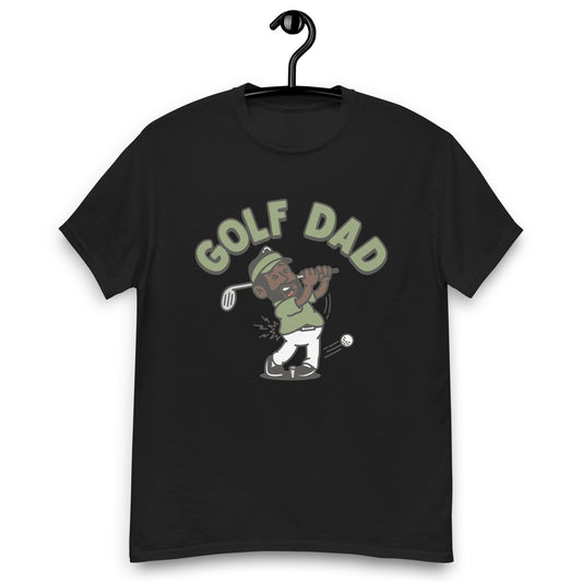 Golf Black Hair Dark Skin Tone No-Glasses Beard Dad T-Shirt
