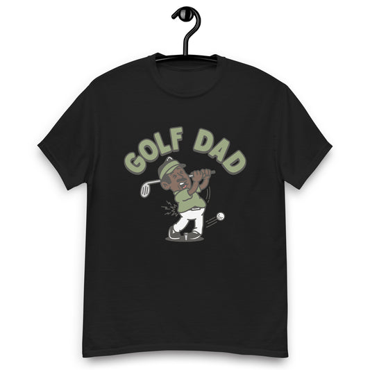 Golf Black Hair Dark Skin Tone No-Glasses Moustache Dad T-Shirt
