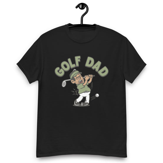 Golf Black Hair Tan Skin Tone Glasses Stubble Dad T-Shirt
