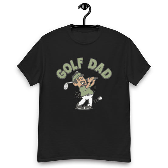 Golf Black Hair Tan Skin Tone No-Glasses Moustache Dad T-Shirt