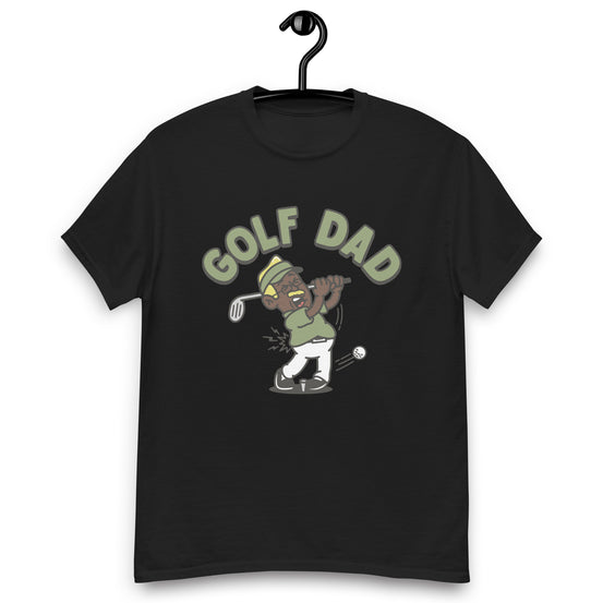 Golf Blond Hair Dark Skin Tone Glasses Moustache Dad T-Shirt