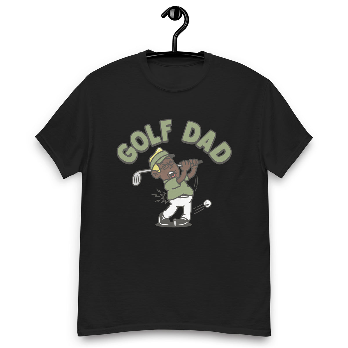 Golf Blond Hair Dark Skin Tone Glasses Stubble Dad T-Shirt
