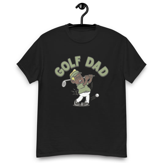 Golf Blond Hair Dark Skin Tone Glasses Stubble Dad T-Shirt
