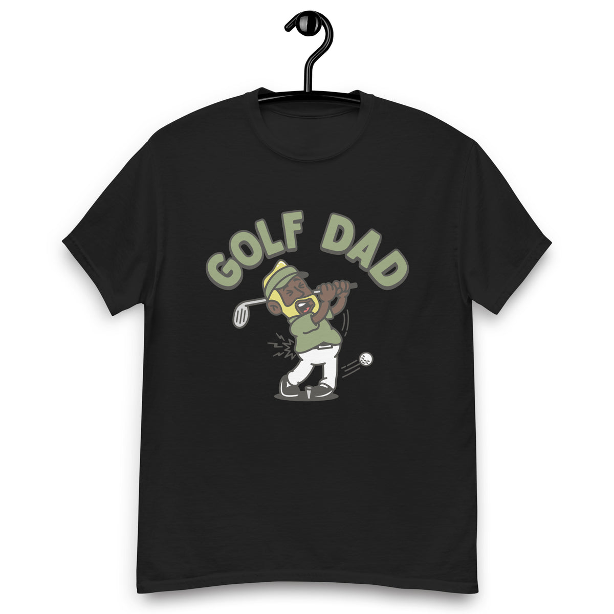 Golf Blond Hair Dark Skin Tone No-Glasses Beard Dad T-Shirt