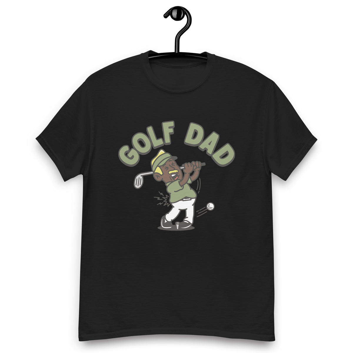 Golf Blond Hair Dark Skin Tone No-Glasses Moustache Dad T-Shirt