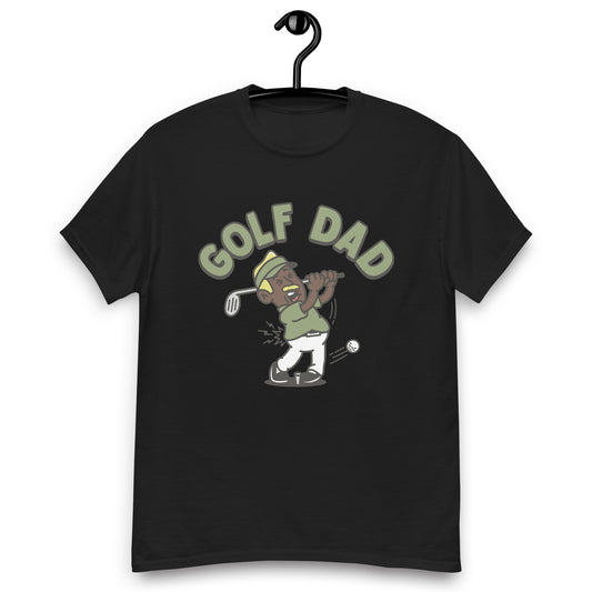 Golf Blond Hair Dark Skin Tone No-Glasses Moustache Dad T-Shirt