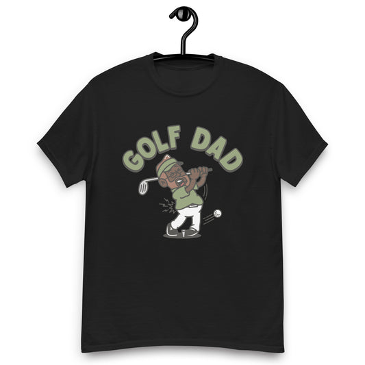 Golf Brown Hair Dark Skin Tone Glasses Beard Dad T-Shirt
