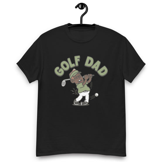 Golf Brown Hair Dark Skin Tone Glasses Stubble Dad T-Shirt