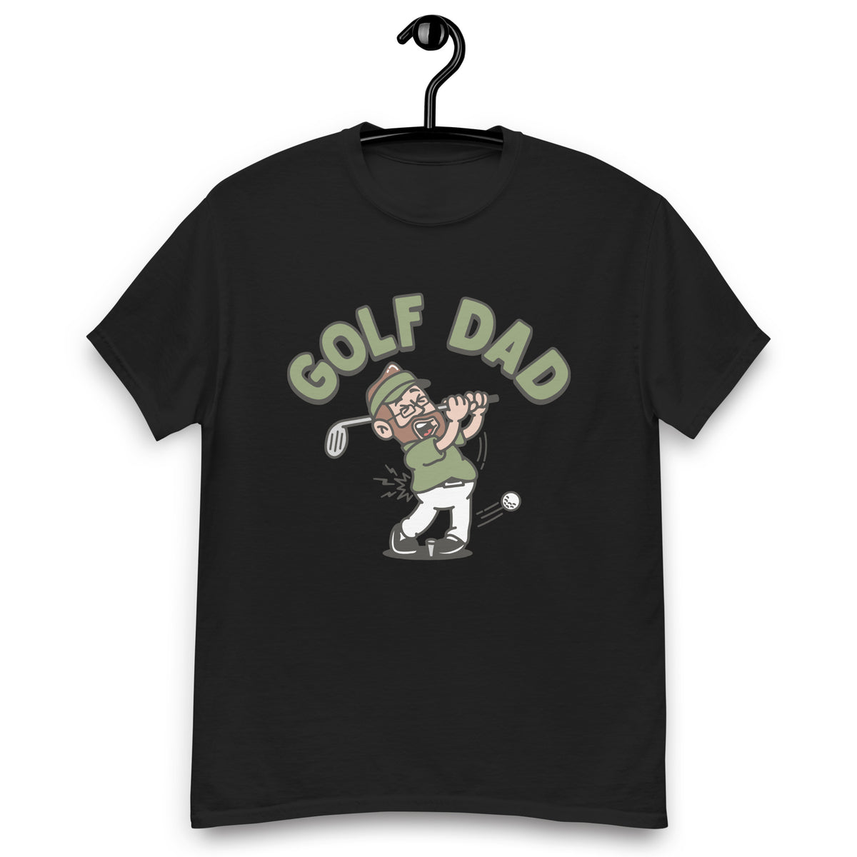 Golf Brown Hair Light Skin Tone Glasses Beard Dad T-Shirt