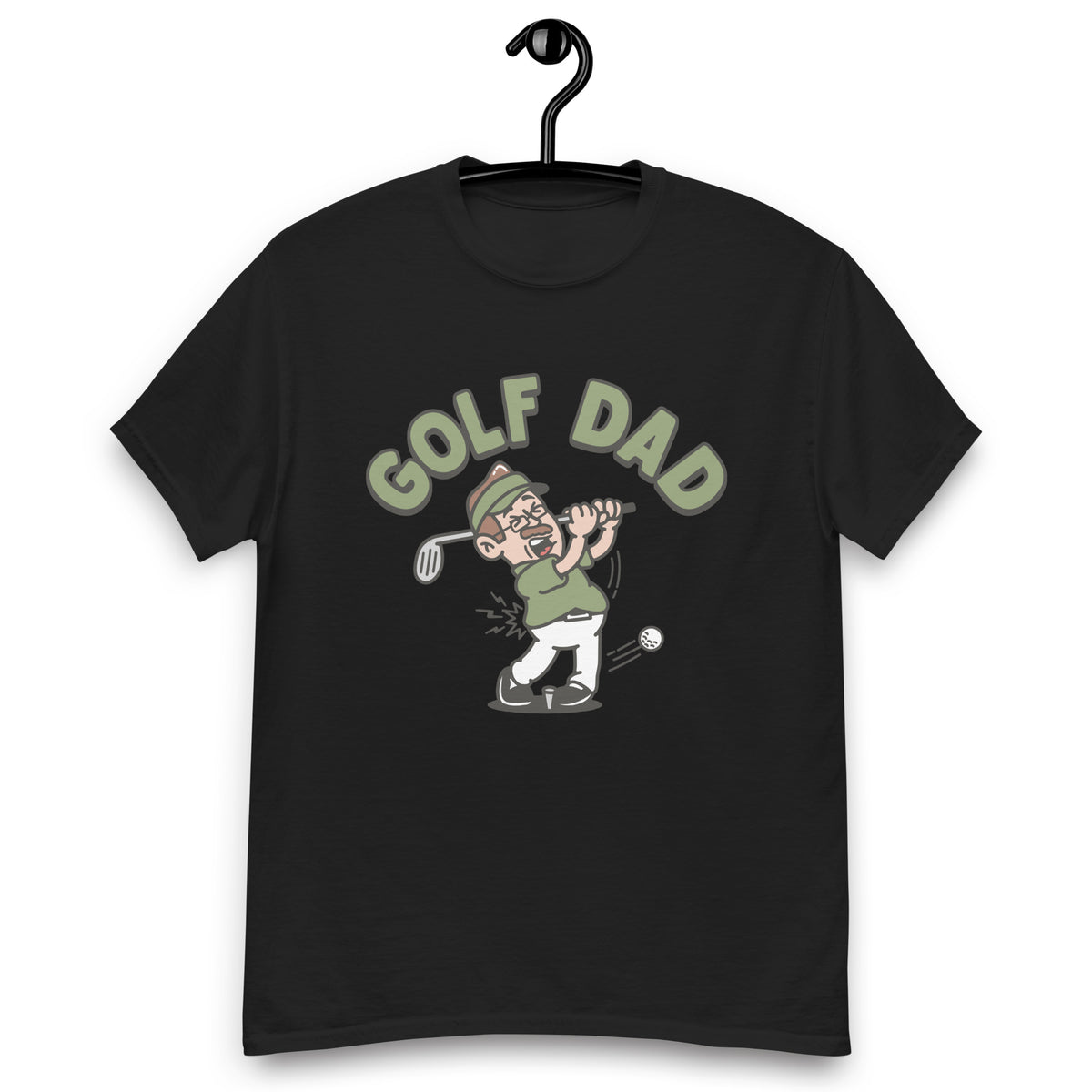 Golf Brown Hair Light Skin Tone Glasses Moustache Dad T-Shirt
