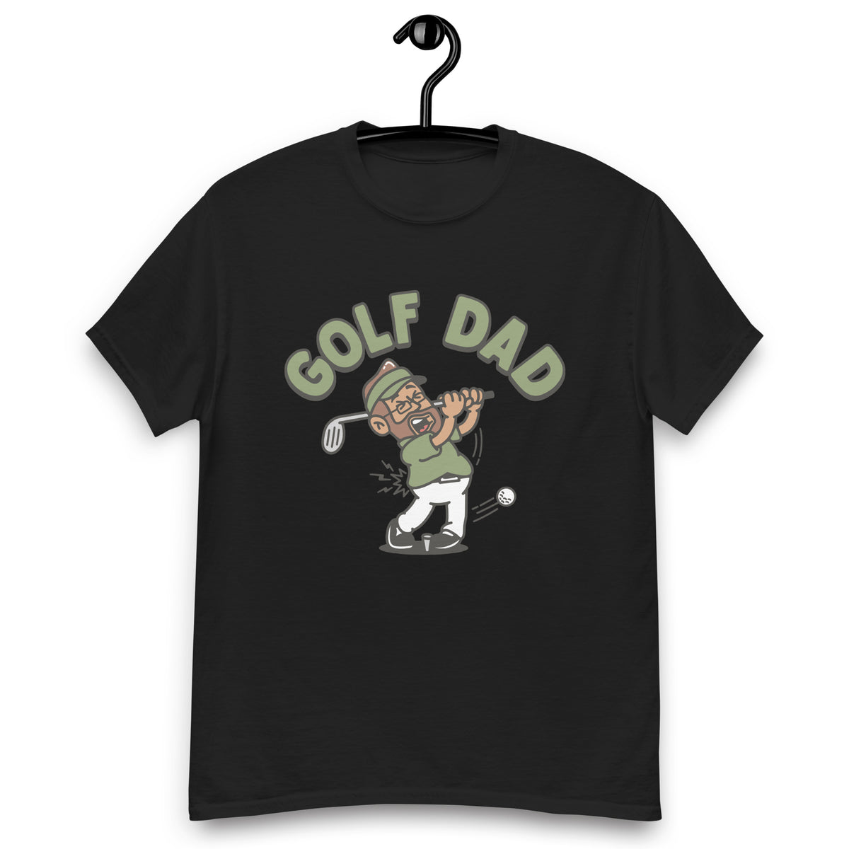 Golf Brown Hair Tan Skin Tone Glasses Beard Dad T-Shirt