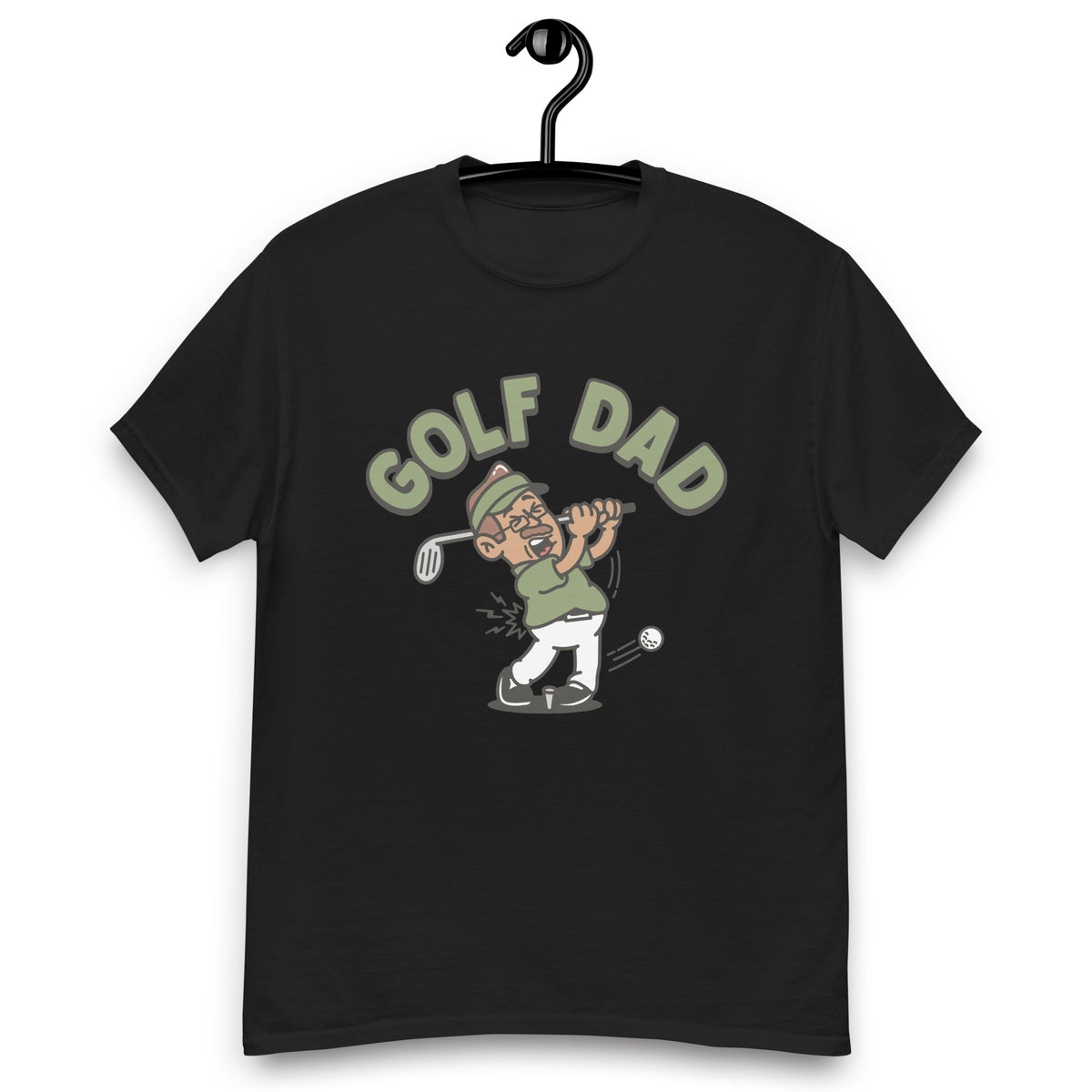 Golf Brown Hair Tan Skin Tone Glasses Moustache Dad T-Shirt