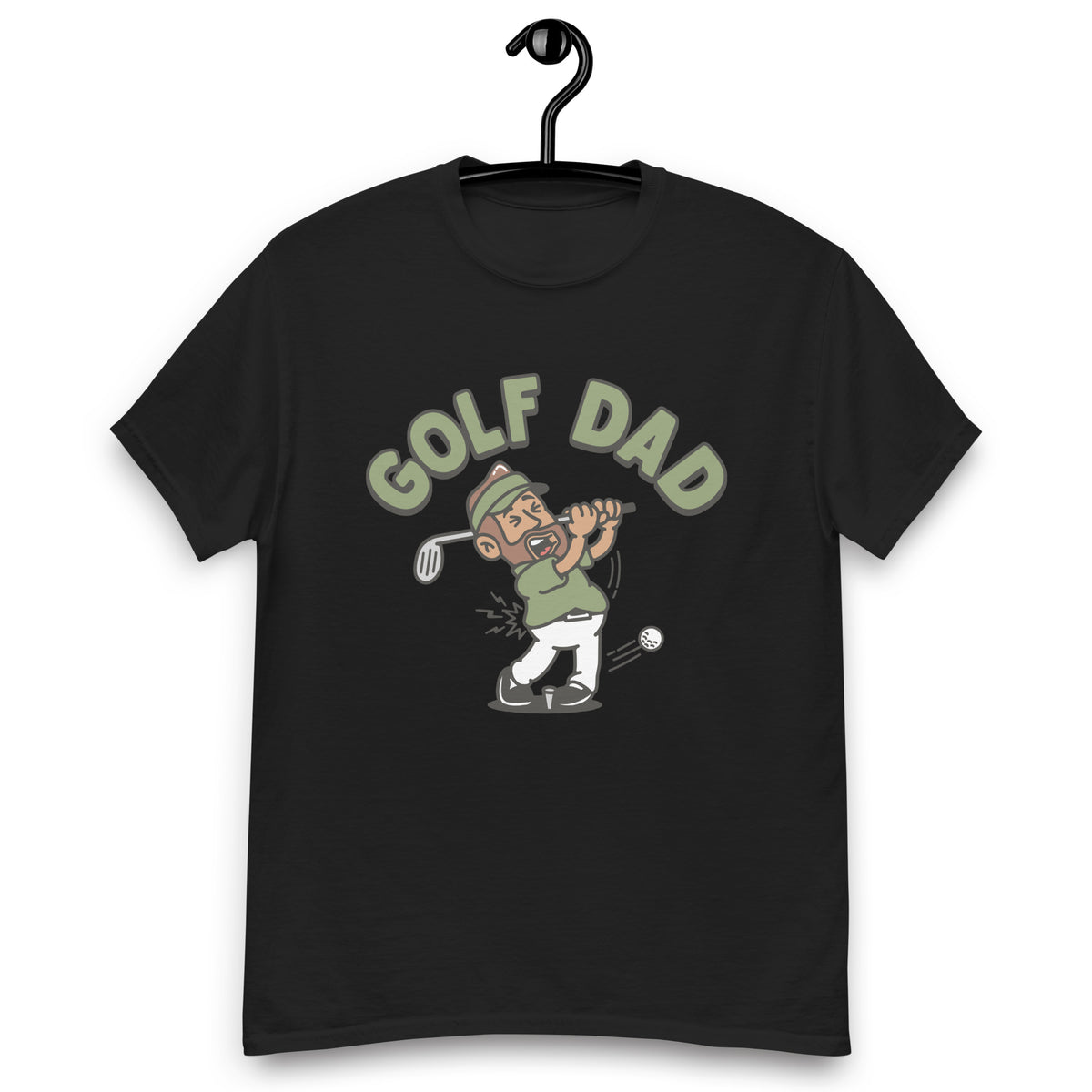 Golf Brown Hair Tan Skin Tone No-Glasses Beard Dad T-Shirt