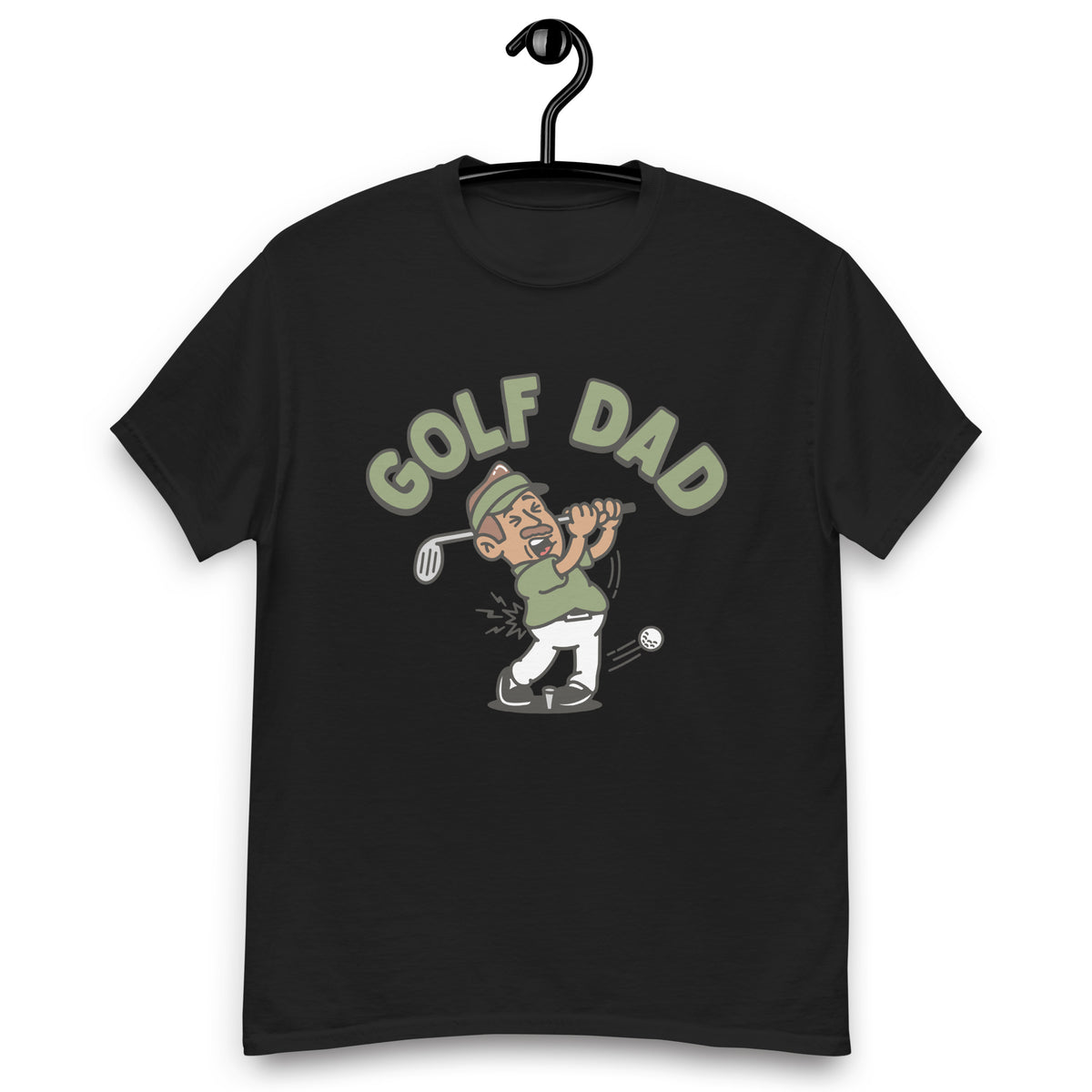Golf Brown Hair Tan Skin Tone No-Glasses Moustache Dad T-Shirt