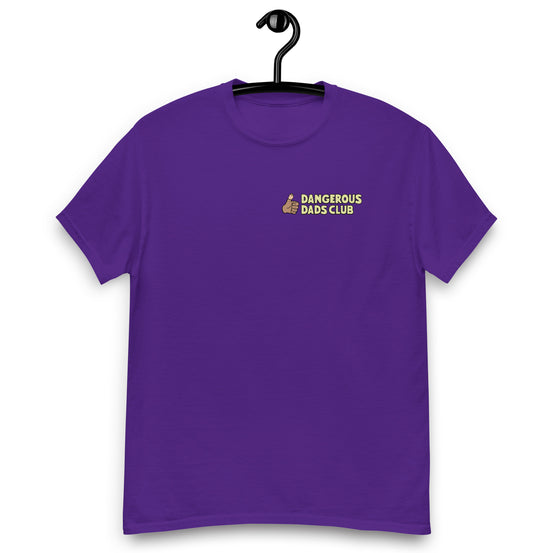 Dangerous Dads Club T-Shirt - yellow logo with tan thumb