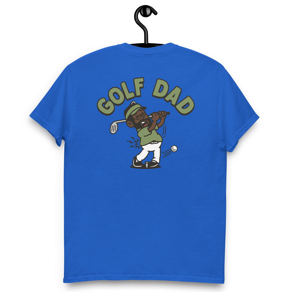 Golf Black Hair Dark Skin Tone Glasses Beard Dad T-Shirt