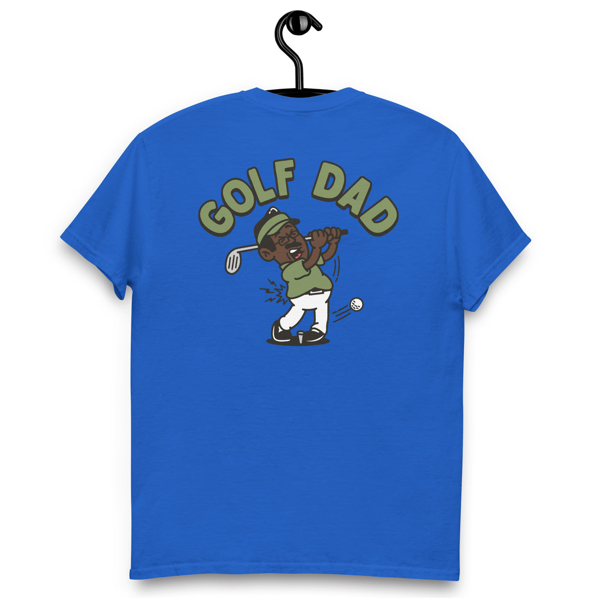 Golf Black Hair Dark Skin Tone Glasses Moustache Dad T-Shirt