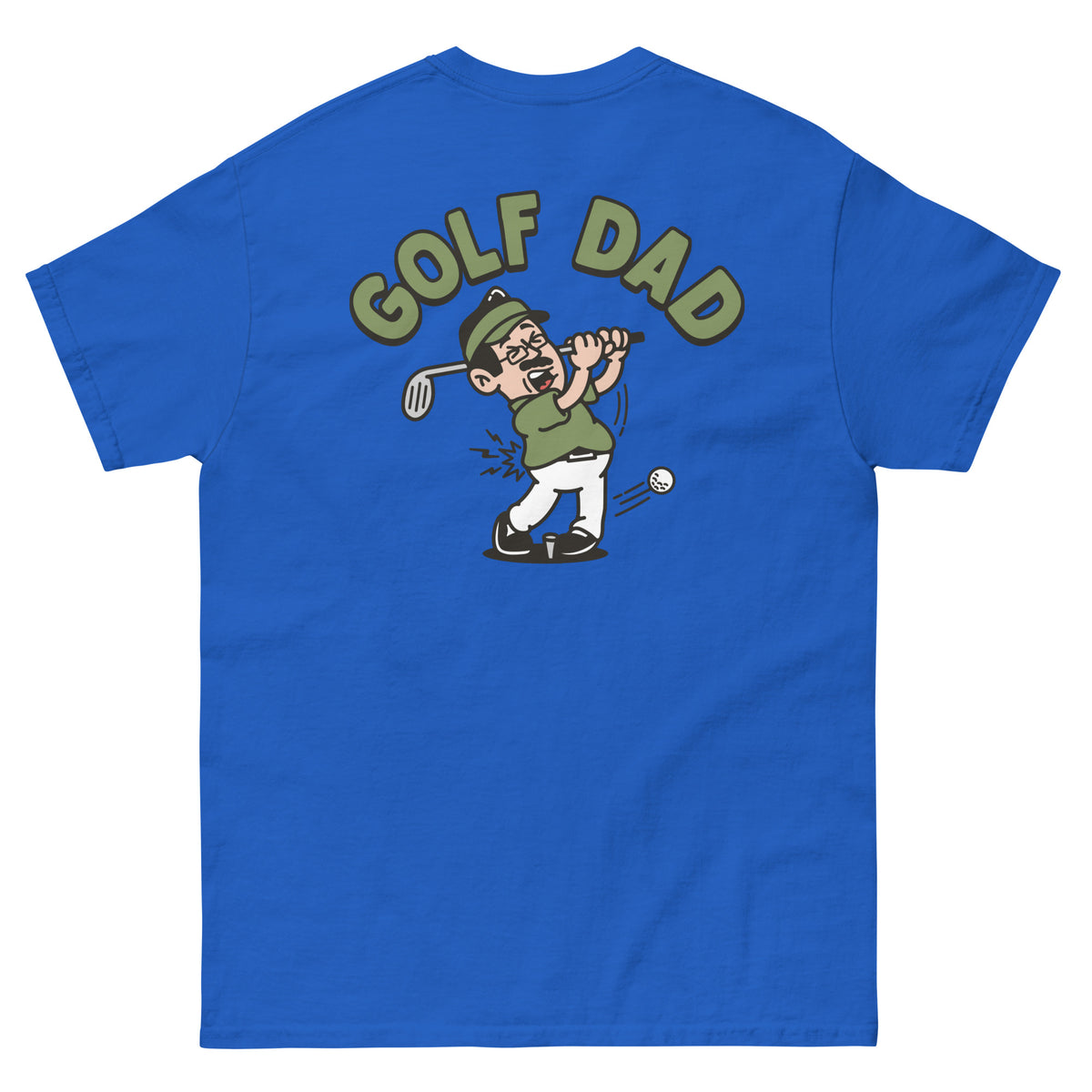 Golf Black Hair Light Skin Tone Glasses Moustache Dad T-Shirt