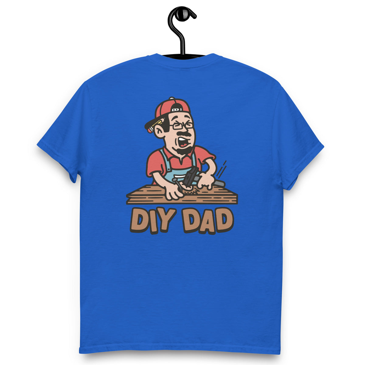 DIY Black Hair Light Skin Tone No-Glasses Moustache & Chin Beard Dad T-Shirt