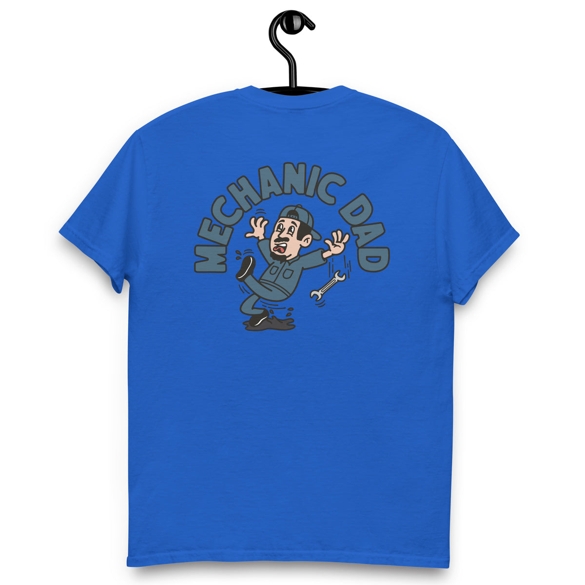 Mechanic Black Hair Light Skin Tone No-Glasses Moustache & Chin Beard Dad T-Shirt