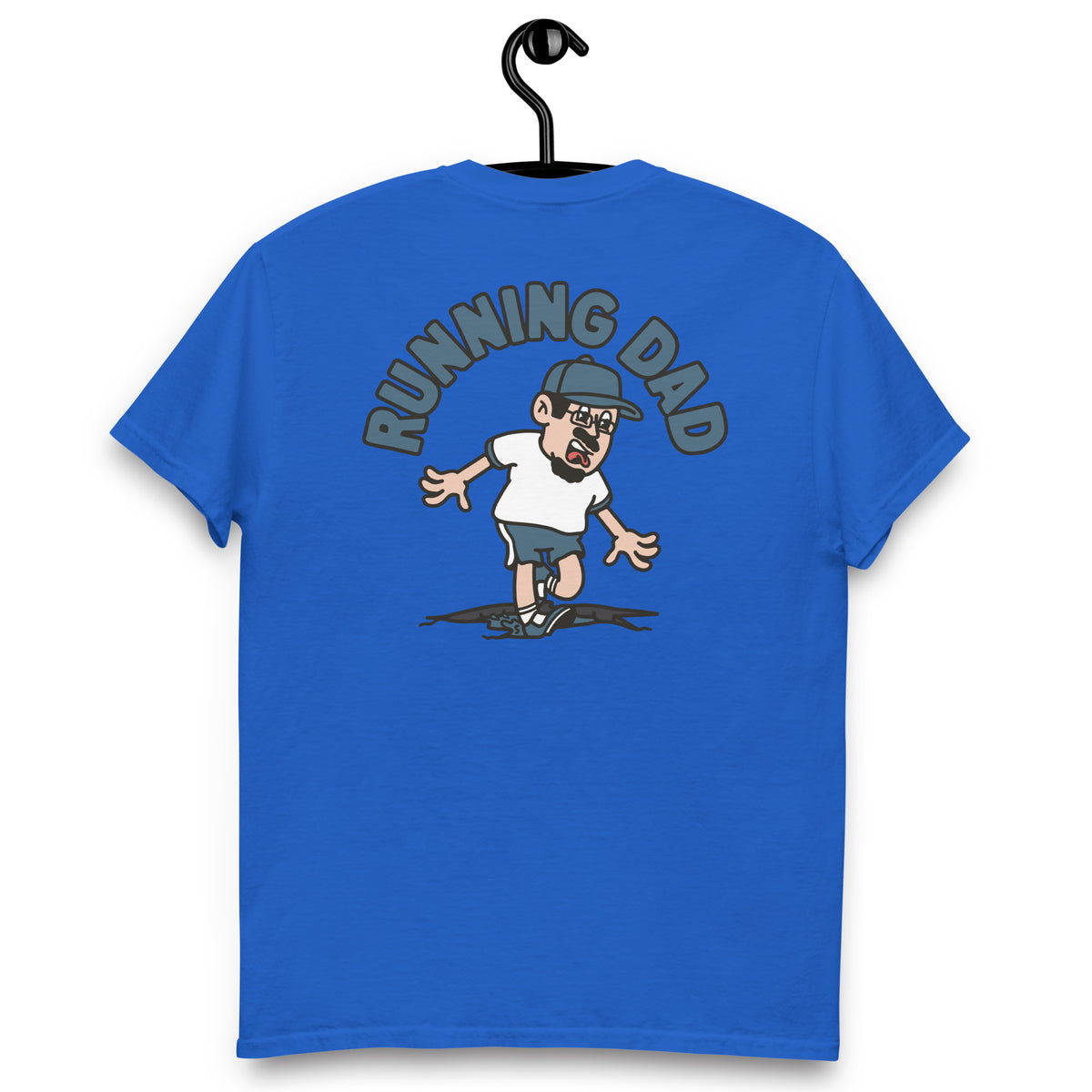 Running Black Hair Light Skin Tone Glasses Moustache & Chin Beard Dad T-Shirt