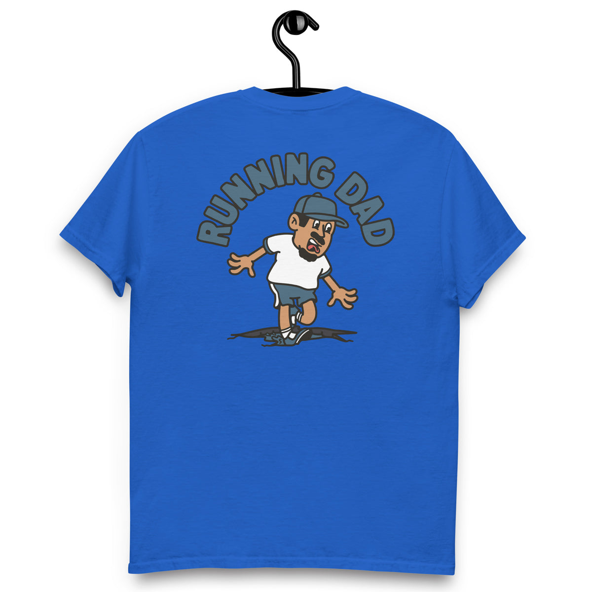 Running Black Hair Tan Skin Tone No-Glasses Moustache & Chin Beard Dad T-Shirt