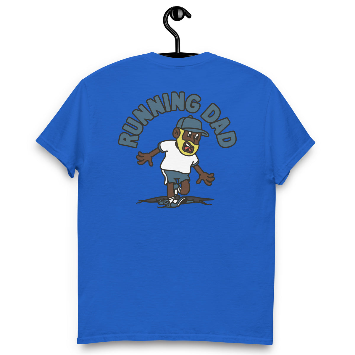 Running Blond Hair Dark Skin Tone No-Glasses Beard Dad T-Shirt