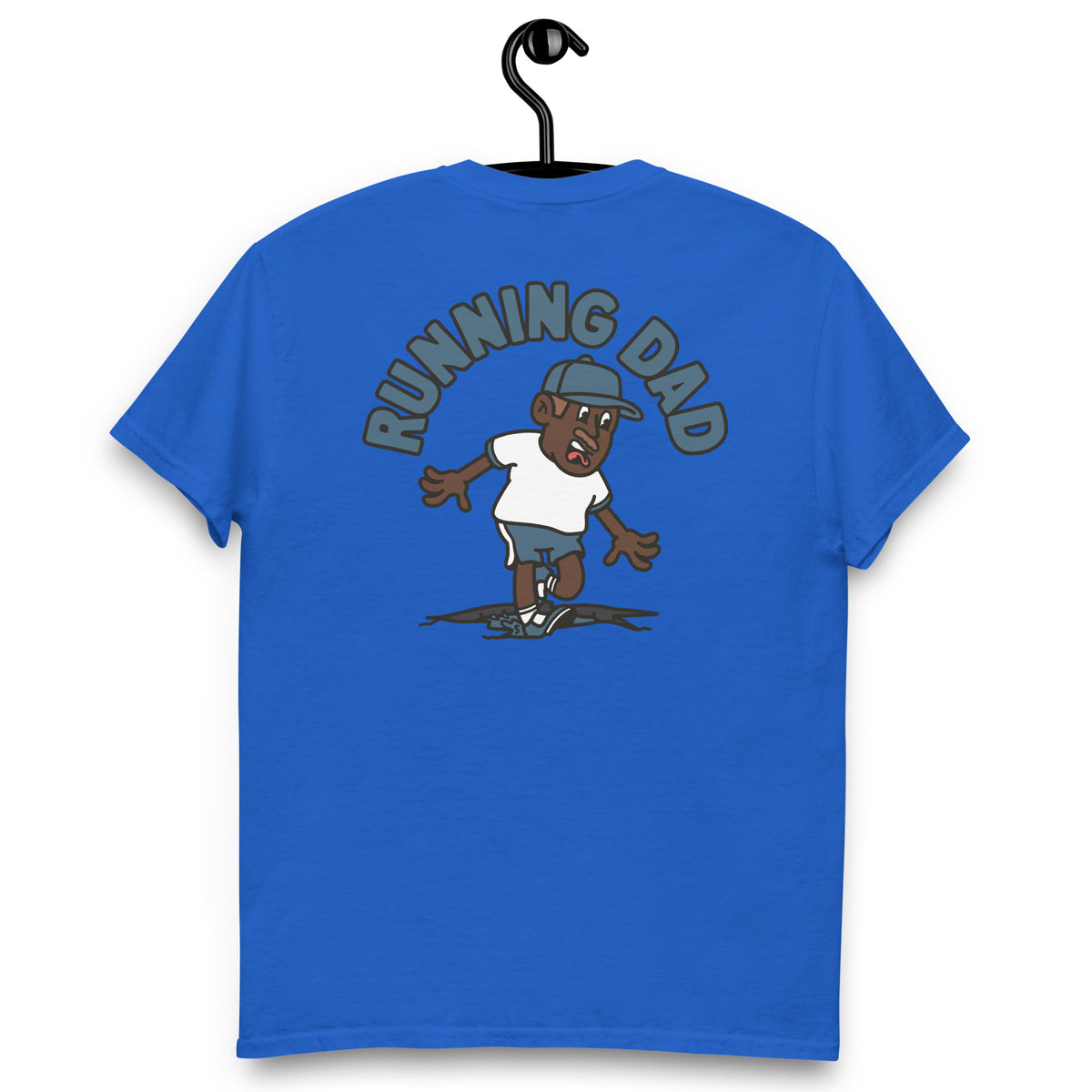 Running Brown Hair Dark Skin Tone No-Glasses Moustache Dad T-Shirt