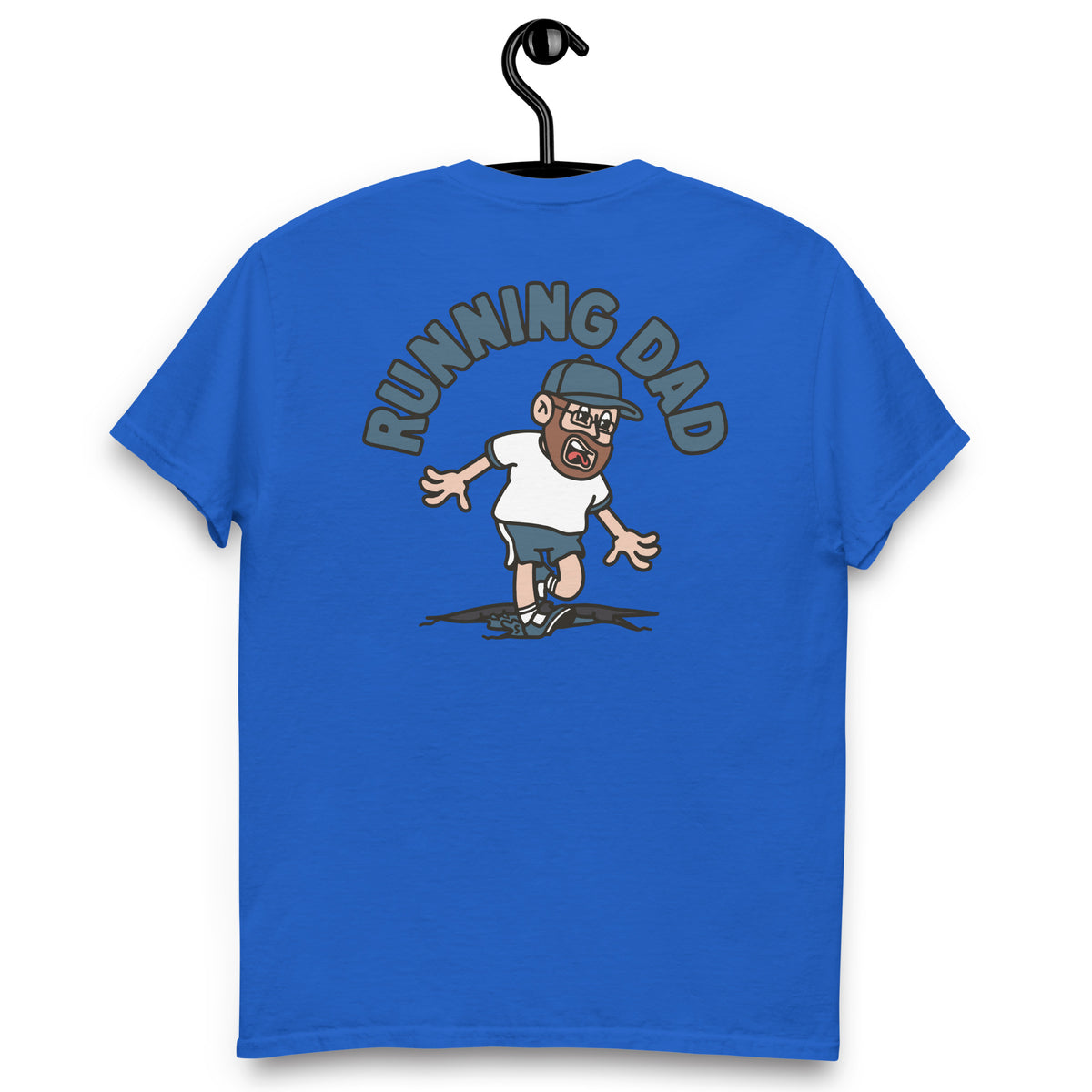 Running Brown Hair Light Skin Tone Glasses Beard Dad T-Shirt