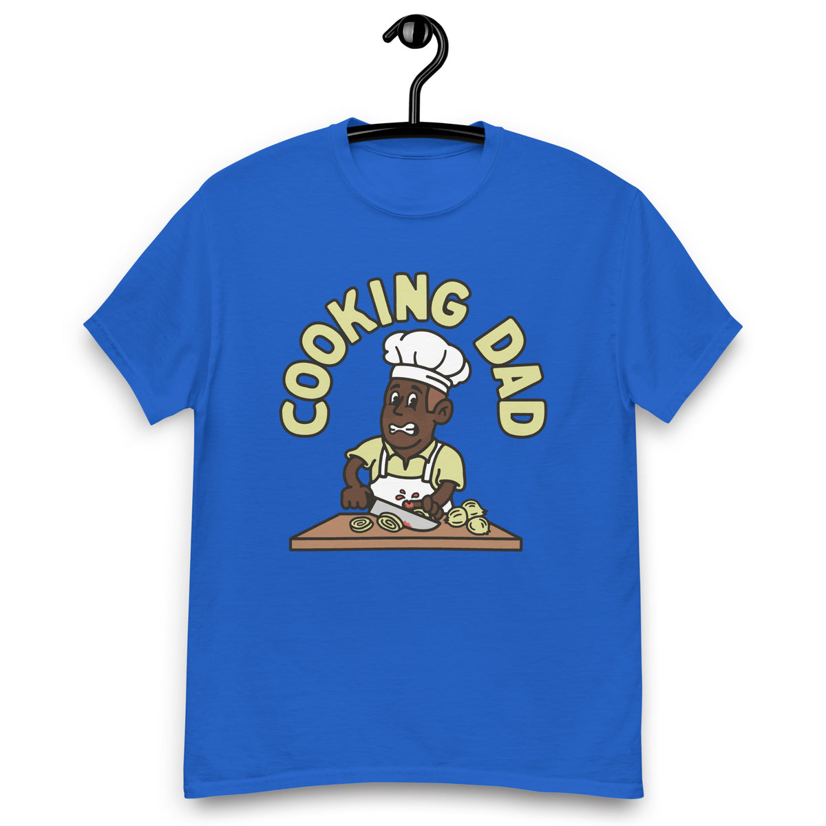 Cooking Brown Hair Dark Skin Tone No-Glasses Stubble Dad T-Shirt