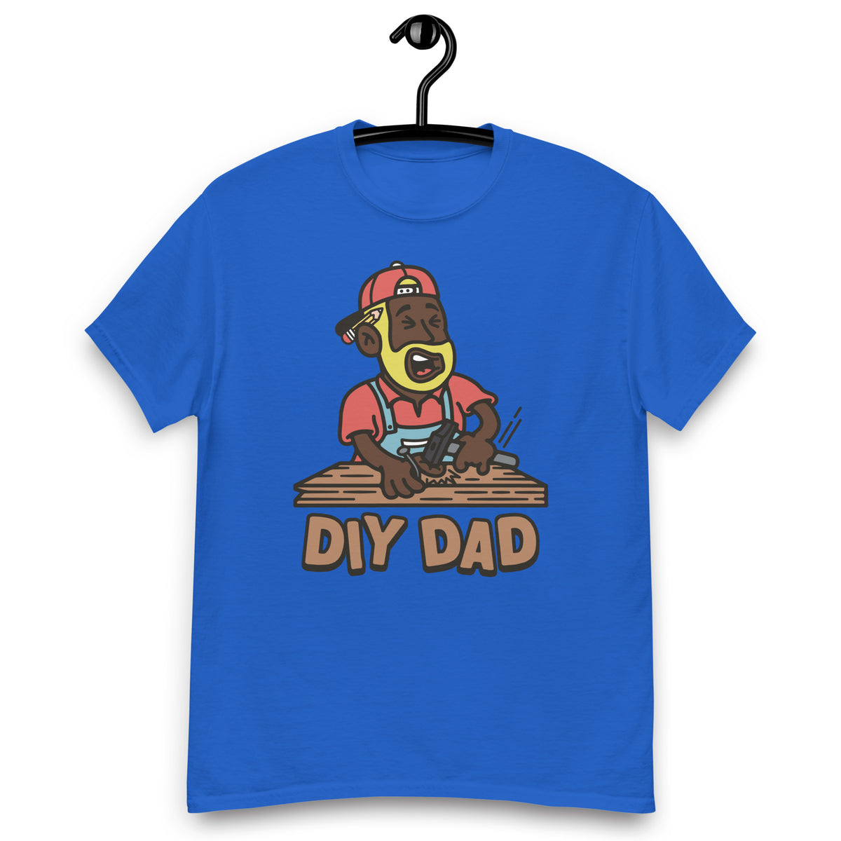 DIY Blond Hair Dark Skin Tone No-Glasses Beard Dad T-Shirt