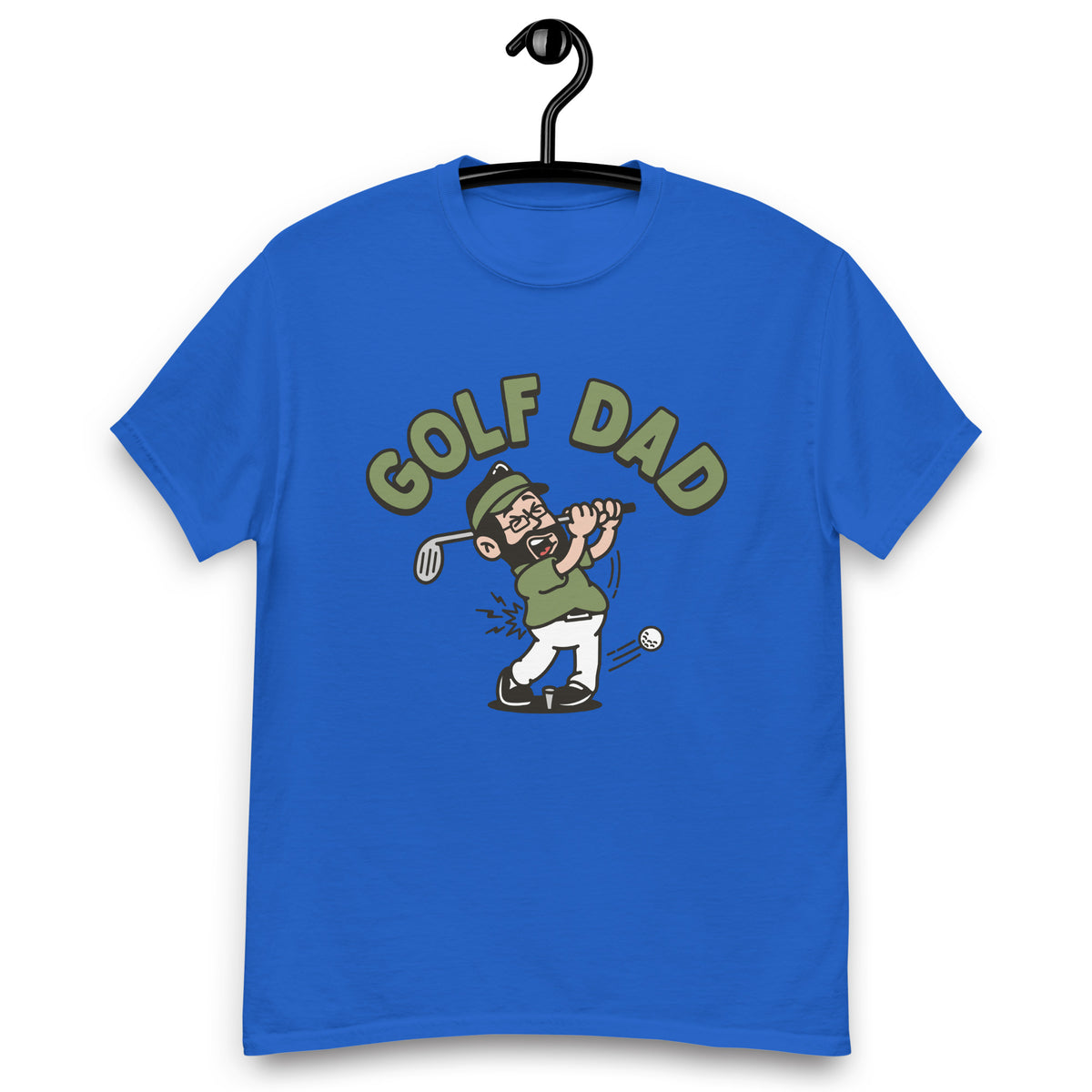 Golf Black Hair Light Skin Tone Glasses Beard Dad T-Shirt