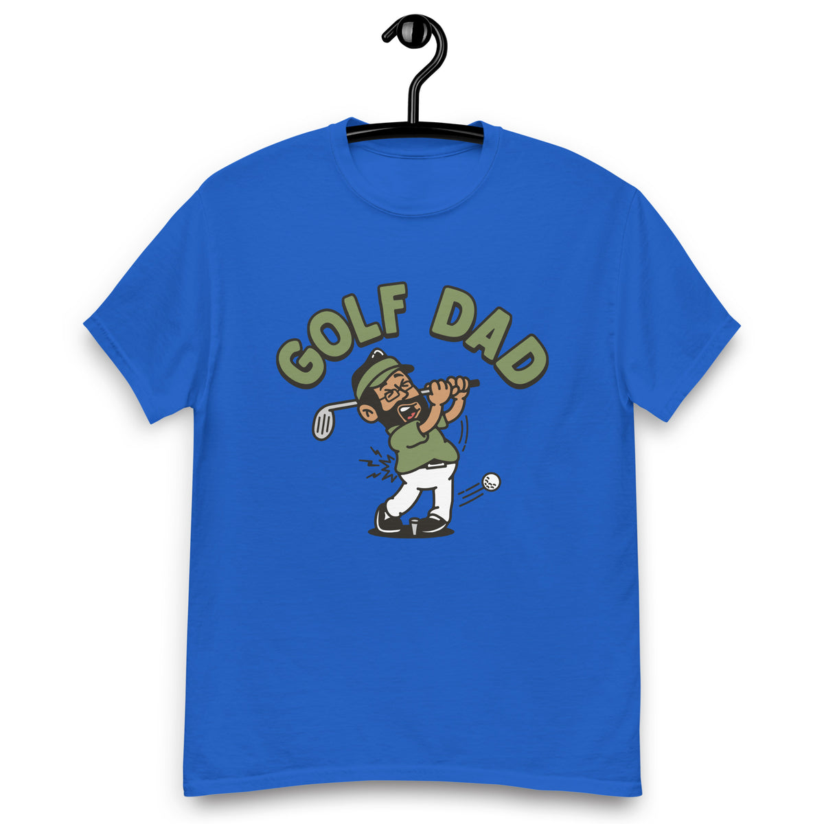 Golf Black Hair Tan Skin Tone Glasses Beard Dad T-Shirt