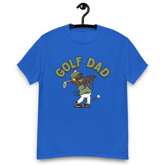 Golf Blond Hair Dark Skin Tone Glasses Moustache Dad T-Shirt