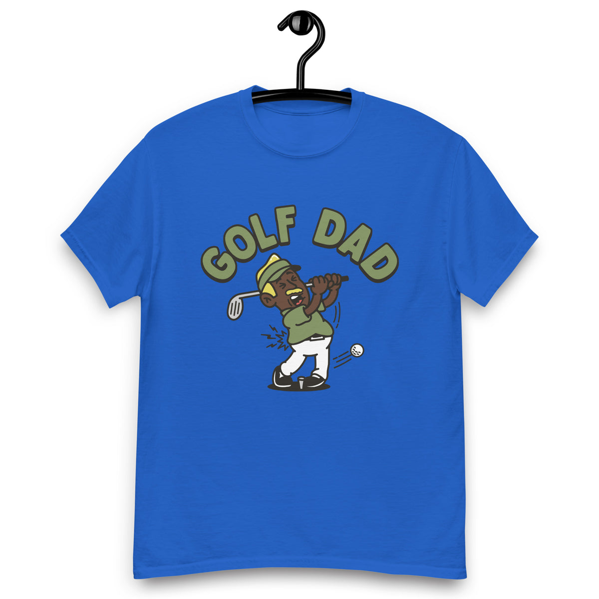 Golf Blond Hair Dark Skin Tone No-Glasses Moustache Dad T-Shirt