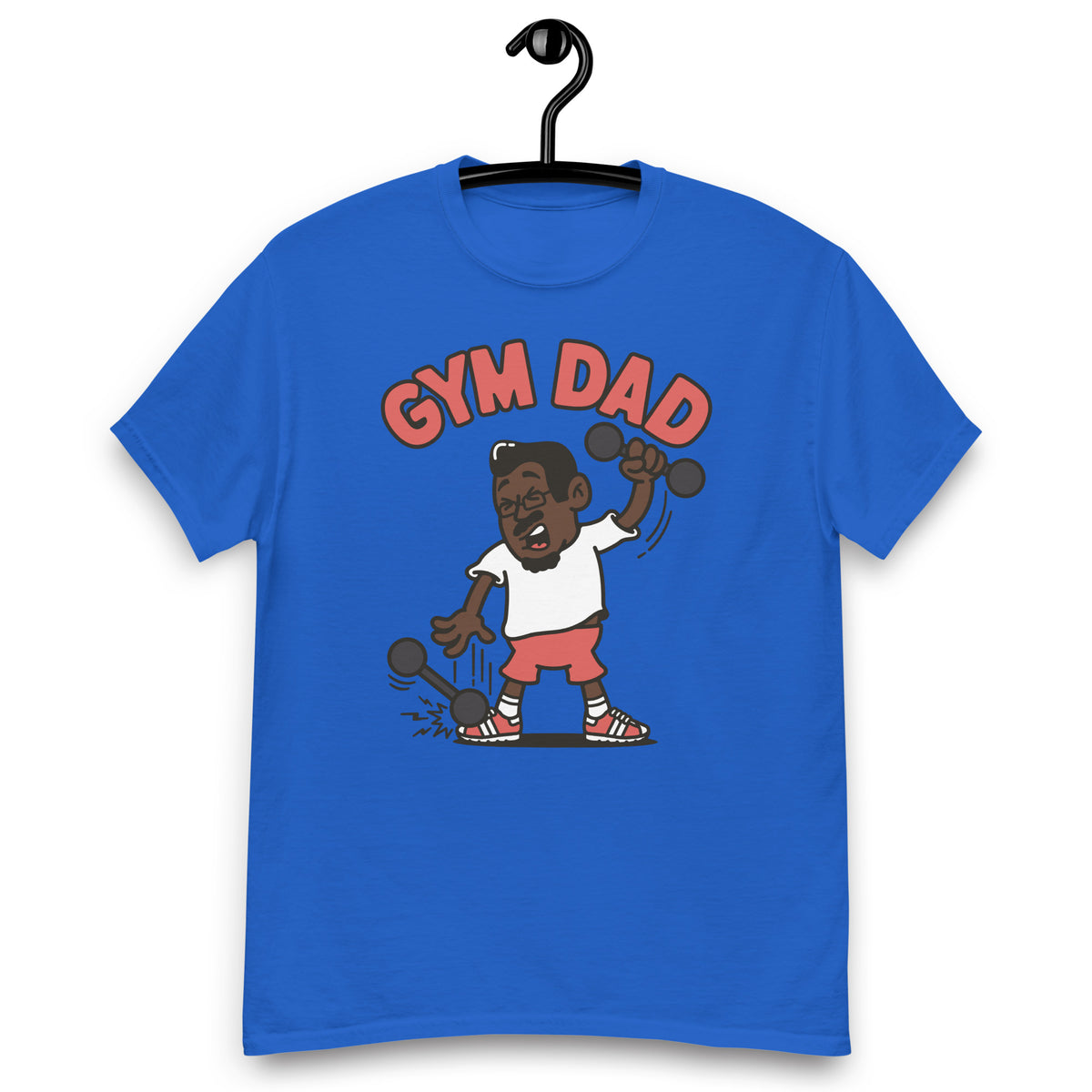 Gym Black Hair Dark Skin Tone Glasses Medium Moustache & Chin Beard Dad T-Shirt