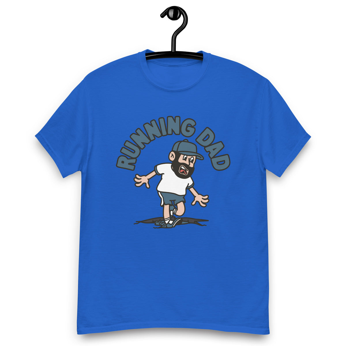 Running Black Hair Light Skin Tone No-Glasses Beard Dad T-Shirt