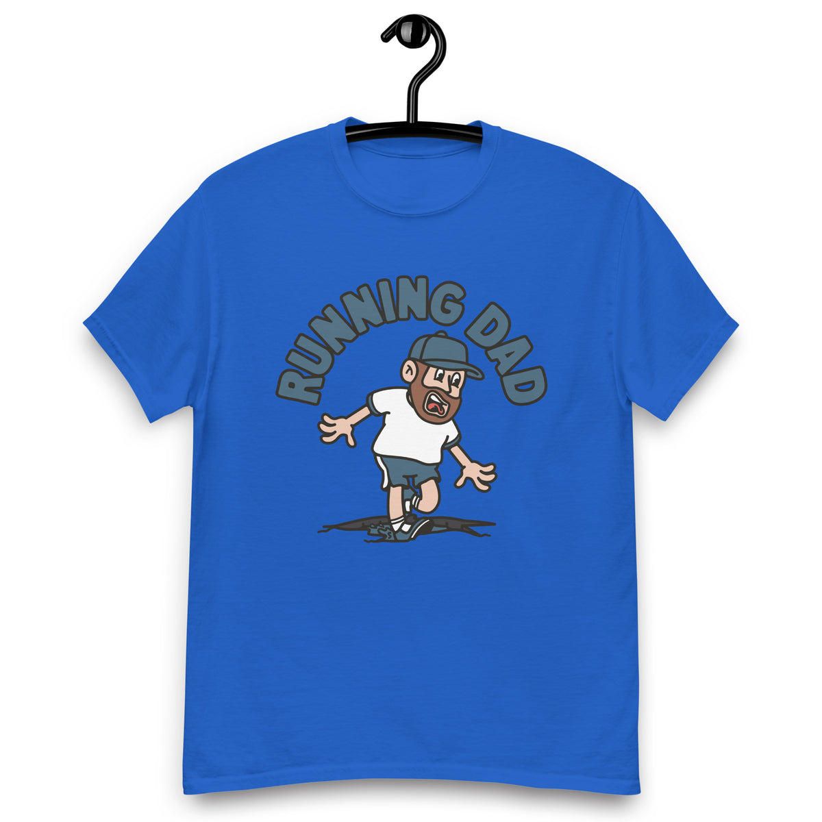 Running Brown Hair Light Skin Tone No-Glasses Beard Dad T-Shirt