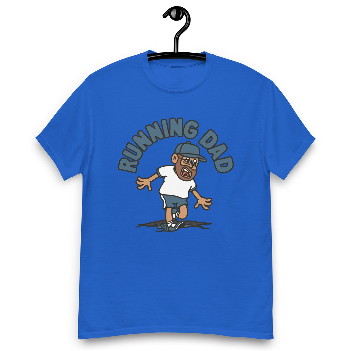 Running Brown Hair Tan Skin Tone Glasses Beard Dad T-Shirt