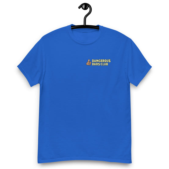 Dangerous Dads Club T-Shirt - yellow logo with tan thumb