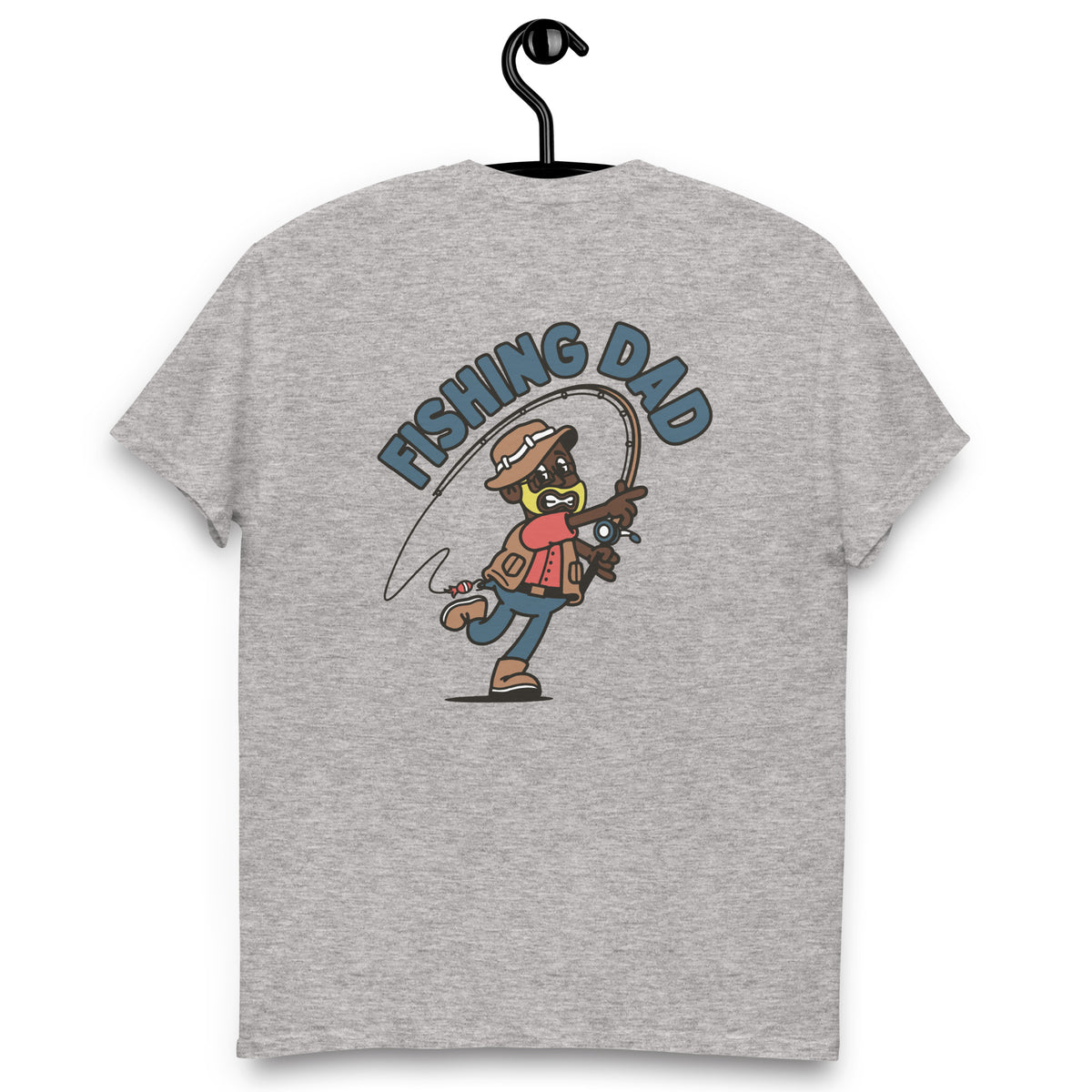 Fishing Blond Hair Dark Skin Tone Glasses Beard Dad T-Shirt