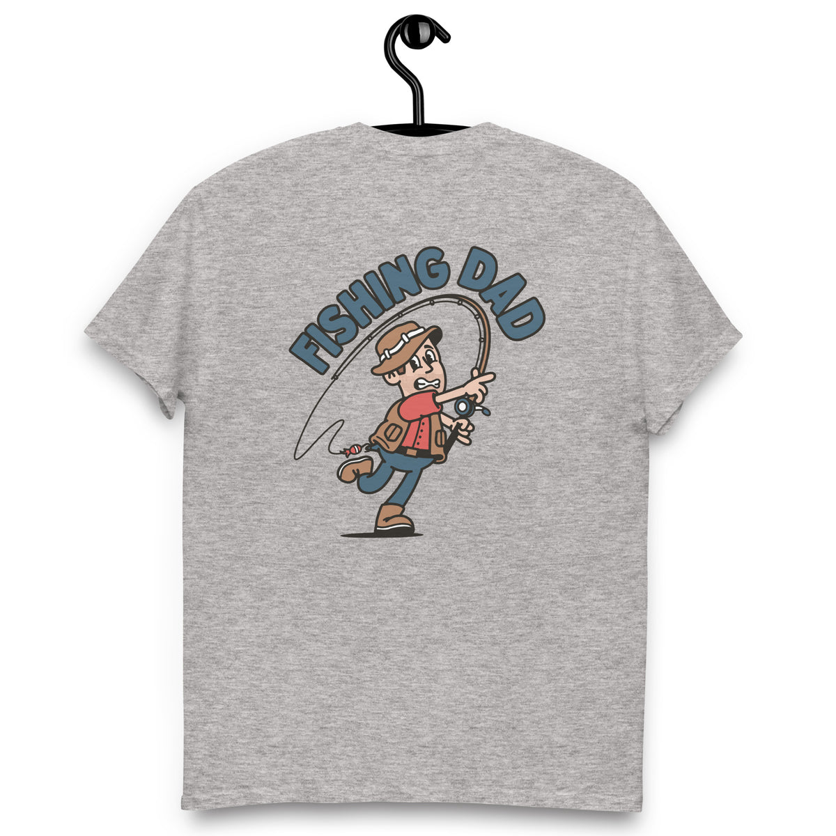 Fishing Brown Hair Light Skin Tone No-Glasses Stubble Dad T-Shirt