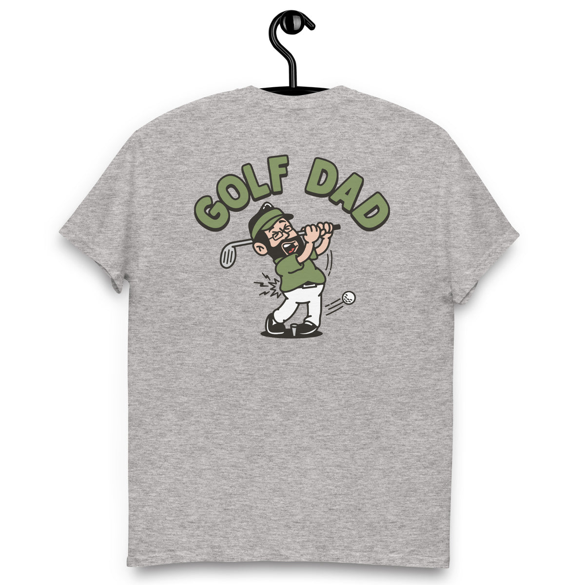 Golf Black Hair Light Skin Tone Glasses Beard Dad T-Shirt