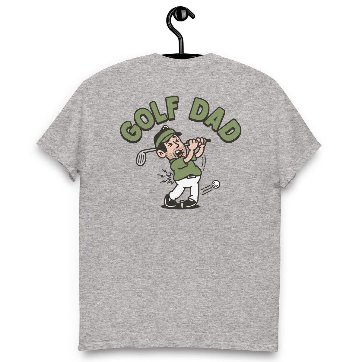 Golf Black Hair Light Skin Tone No-Glasses Stubble Dad T-Shirt