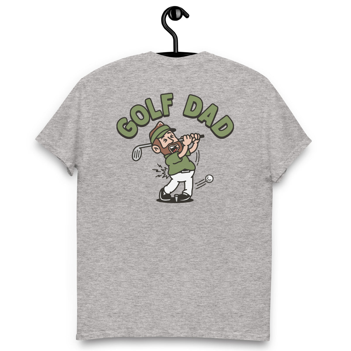 Golf Brown Hair Light Skin Tone No-Glasses Beard Dad T-Shirt